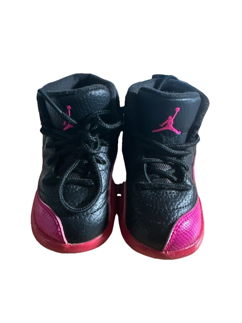 Jordan Black and Hot Pink Baby High-Top Sneakers